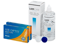 Air Optix Night and Day Aqua (2x3 db lencse) + Laim Care kontaktlencse folyadék 400 ml