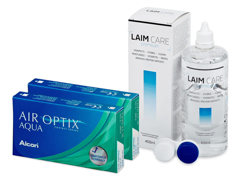 Air Optix Aqua (2x3 db lencse) + Laim Care kontaktlencse folyadék 400 ml
