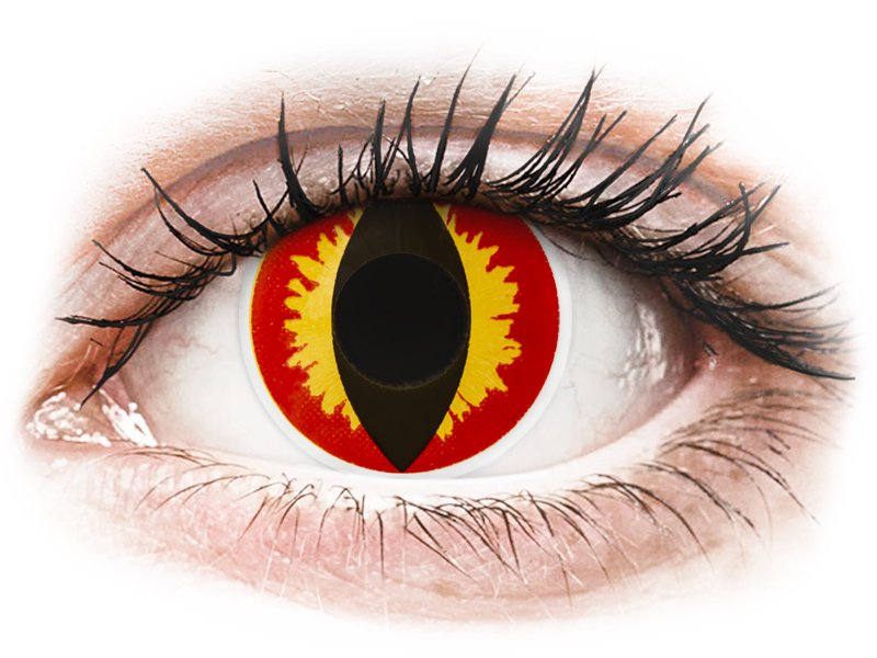 Piros/sárga Dragon Eyes ColourVUE Crazy Lens lencse - dioptria nélkül (2 db lencse)