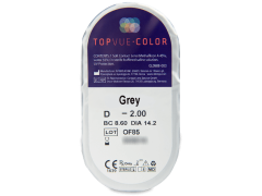 Szürke TopVue Color kontaktlencse - dioptriával (2 lencse)