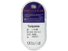 Türkiz TopVue Color kontaktlencse - dioptria nélkül (2 db lencse)