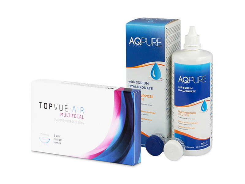 TopVue Air Multifocal (3 db lencse) + AQ Pure kontaktlencse folyadék 360 ml