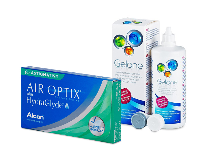 Air Optix plus HydraGlyde for Astigmatism (3 db lencse) + 360 ml Gelone ápolószer