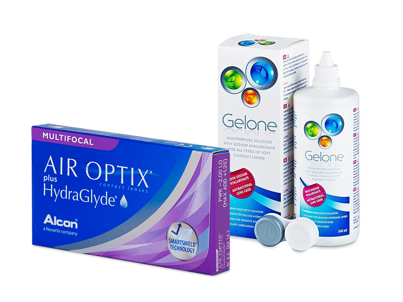 Air Optix plus HydraGlyde Multifocal (6 db lencse) + 360 ml Gelone ápolószer