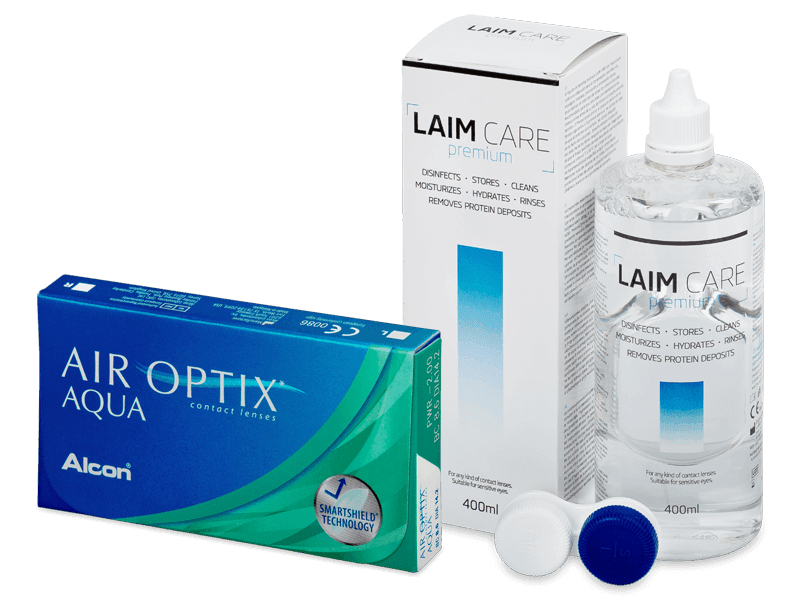 Air Optix Aqua (6 db lencse) + Laim Care kontaktlencse folyadék 400 ml