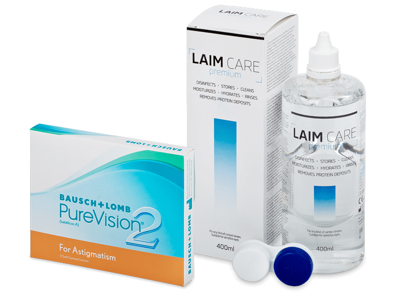 PureVision 2 for Astigmatism (3 db lencse) + 400 ml Laim-Care ápolószer