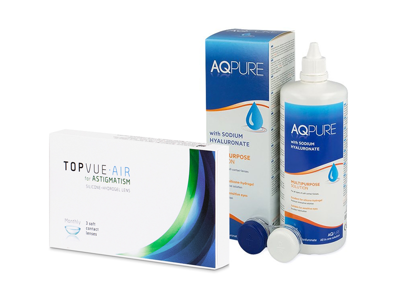TopVue Air for Astigmatism (3 db lencse) + AQ Pure kontaktlencse folyadék 360 ml