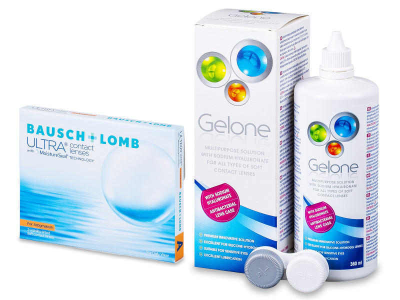 Bausch + Lomb ULTRA for Astigmatism	(3 lencse) + 360 ml Gelone ápolószer