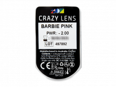 CRAZY LENS - Barbie Pink - dioptriával napi lencsék (2 db lencse)