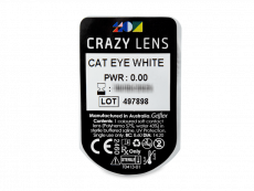 CRAZY LENS - Cat Eye White - dioptria nélkül napi lencsék (2 db lencse)
