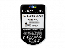 CRAZY LENS - Harlequin Black - dioptria nélkül napi lencsék (2 db lencse)