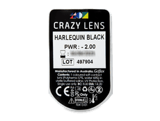 CRAZY LENS - Harlequin Black - dioptriával napi lencsék (2 db lencse)