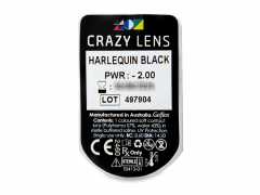 CRAZY LENS - Harlequin Black - dioptriával napi lencsék (2 db lencse)