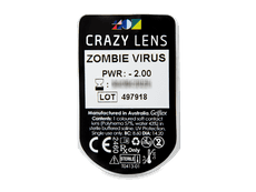 CRAZY LENS - Zombie Virus - dioptriával napi lencsék (2 db lencse)