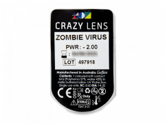 CRAZY LENS - Zombie Virus - dioptriával napi lencsék (2 db lencse)