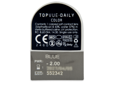 TopVue Daily Color - Blue - dioptriával napi lencsék (2 db lencse)