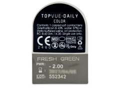 TopVue Daily Color - Fresh Green - dioptriával napi lencsék (2 db lencse)