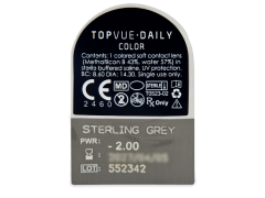 TopVue Daily Color - Sterling Grey - dioptriával napi lencsék (2 db lencse)