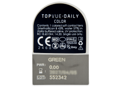 TopVue Daily Color - Green - dioptria nélkül napi lencsék (2 db lencse)
