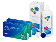 Air Optix Aqua (2x3 db lencse) + Gelone kontaktlencse folyadék 360 ml